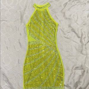 Neon green mini dress
